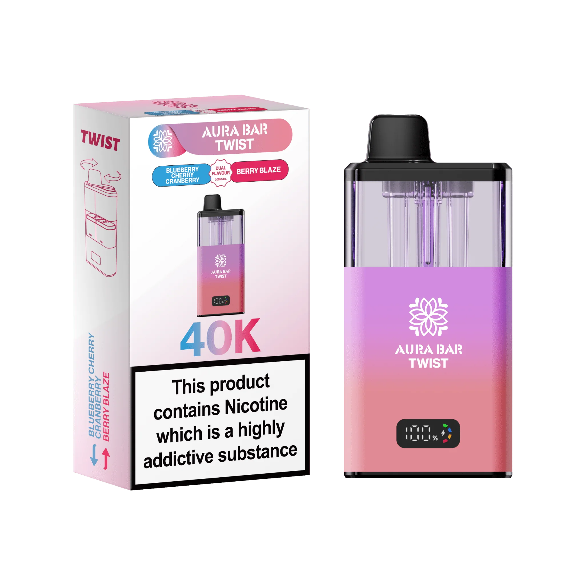 Aura Bar Twist 40k Prefilled Pod Kit Vape Box of 5